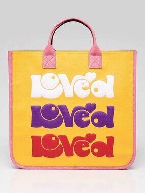 Gucci Pink/Yellow Coated Canvas Rainbow "Loved" Children's Tote Bag